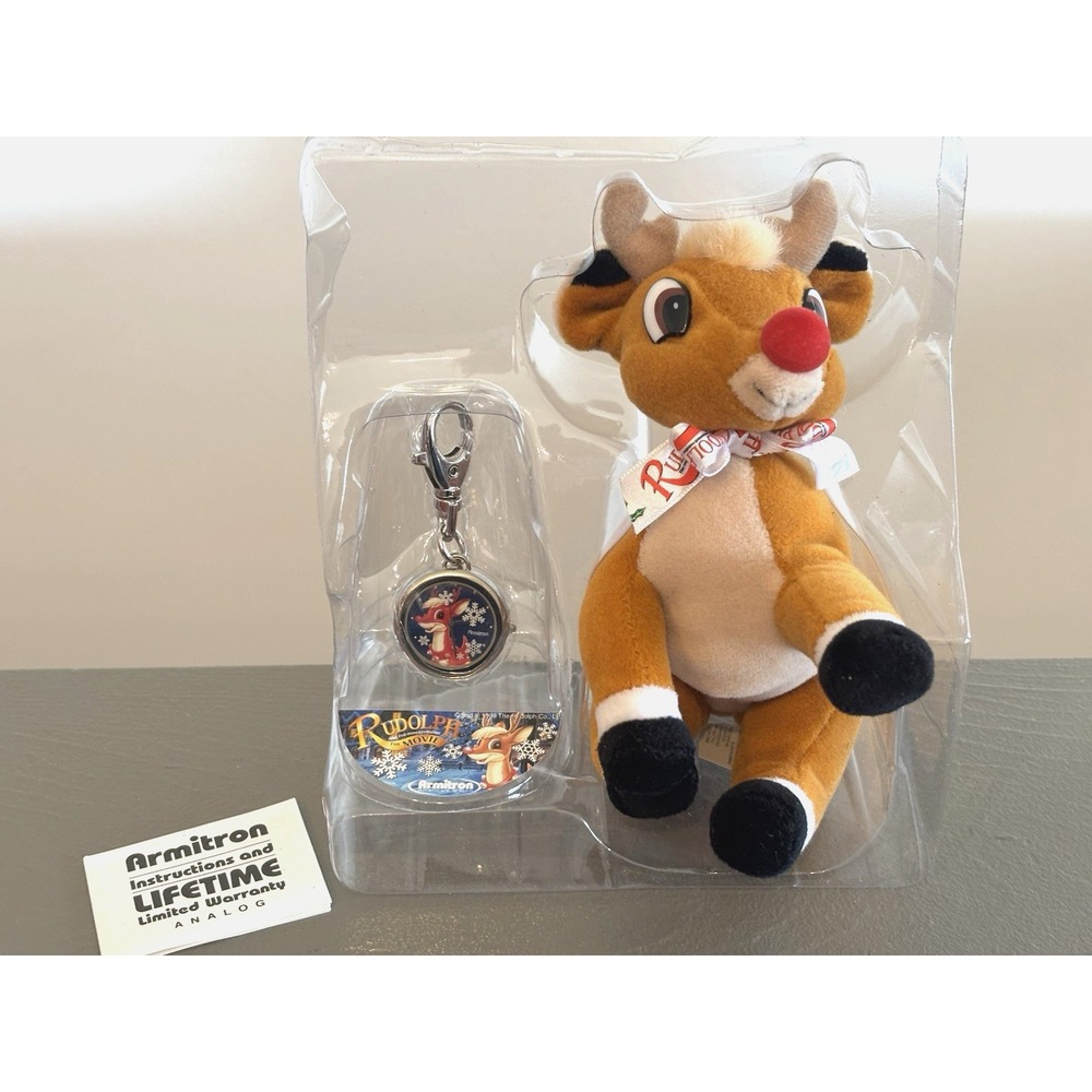 Vtg Rudolph the Red Nosed Reindeer Movie Armitron Watch & Beanie Plush Gift Set